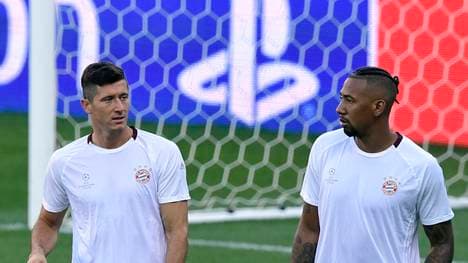 Jerome Boateng (rechts) und Robert Lewandowski nahmen am Bayern-Training teil