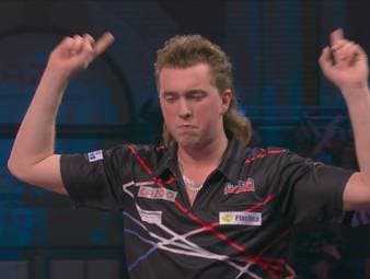 Der WM Neuling Danny Jansen schlägt Paolo Nebrida. Besonders der Neuling hatte enorme Probleme mit den Doppelfeldern.