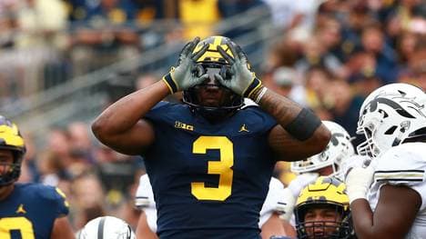 Western Michigan v Michigan Rashan Gary spielte als Defensive End für die Michigan Wolverines und wurde von den Green Bay Packers an Nummer 12 im Draft ausgewählt