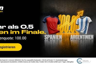 WM-HAMMER! Bwin schenkt dir Quote 100,00 auf ein Tor im Finale Spanien vs. Argentinien!