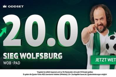 20,00 STATT 1,68! ODDSET mit Quoten-Hammer zum Relegations-Kracher Wolfsburg vs. Paderborn!
