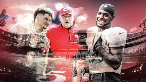 Le'Veon Bell (r.) trifft bei den Kansas City Chiefs auf Patrick Mahomes und Trainer Andy Reid