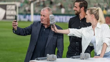 Das SPORT1 On-Air-Team beim Topspiel HSV - Kiel Markus Höhner, Martin Harnik und Ruth Hofmann