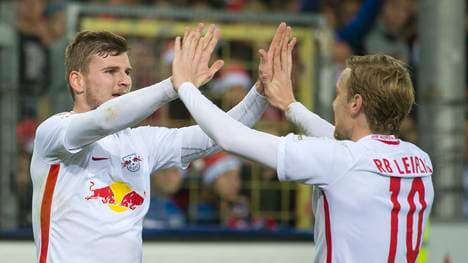 Timo Werner und Emil Forsberg (r.) verstehen sich auf dem Platz bestens