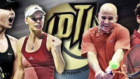 IPTL-Stars-Roger Federer-Andre Agassi-Maria-Scharapowa-Grafik-Logo