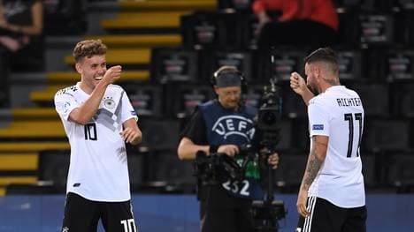 Luca Waldschmidt (l.) und Marco Richter haben gemeinsam bei der UEFA U21 EM 2019 schon sieben Tore in zwei Spielen erzielt