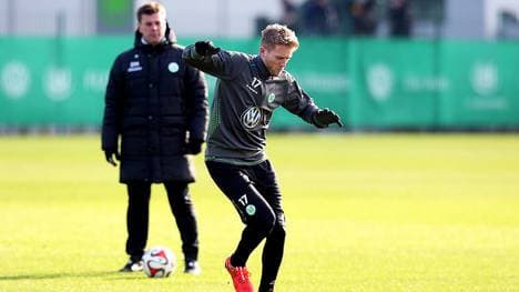 Andre Schürrle (r.) im Training mit Dieter Hecking