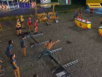 Im Exatlon-Spiel Deutschland vs. Mexiko kämpft Andrej Mangold tapfer für das deutsche Team - doch leider ganz knapp vergebens.