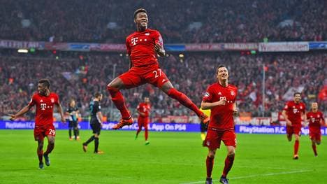 David Alaba jubelt über sein Tor gegen den FC Arsenal