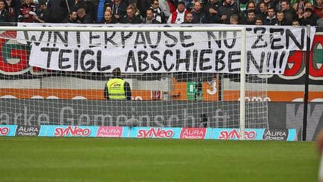 Banner gegen Georg Teigl in Augsburg