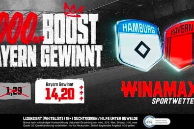 Bayern vs HSV Quotenboost: Bei Winamax wartet eine Bayern-Sieg-Quote von 14,20!