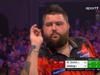 Michael Smith gewinnt im Viertelfinale klar gegen Andrew Gilding mit 3:0 und folgt Gerwyn Price somit ins Halbfinale des Darts World Grand Prix. 