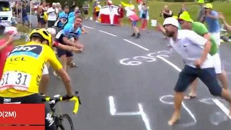 Fabian Cancellara veröffentlichte bei Twitter die TV-Aufnahme der Spuck-Attacke auf Chris Froome