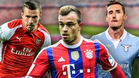 Podolski, Shaqiri und Klose (v.l.) sind derzeit nur Ersatzspieler