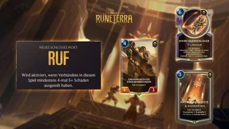 "Ruf" ist eins von drei  Schlüsselwörtern, die mit der Erweiterung "Imperien der Aufgestiegenen" neu in Legends of Runeterra kommen