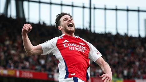 Vorlagengeber Declan Rice feiert die Arsenal-Führung