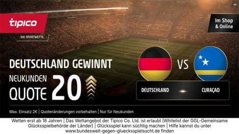 Quote 20,00 auf Deutschland! Tipico WM-Boost für Sieg gegen Curaçao