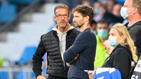 Arne Friedrich (r.) beendet sein Engagement als Sportdirektor bei Hertha BSC vorzeitig