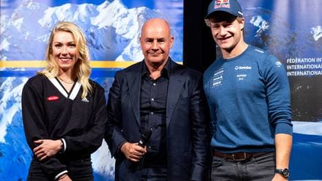 Gegenspieler: Mikaela Shiffrin und Marco Odermatt vs. Johan Eliasch (M.)