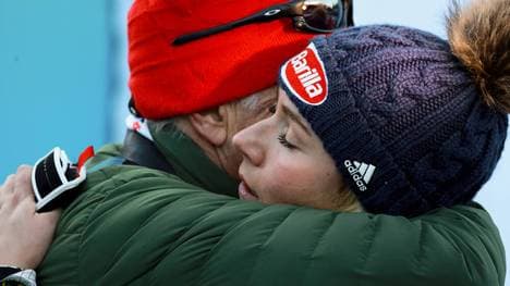 Mikaela Shiffrin und ihr Vater Jeff im Jahr 2019