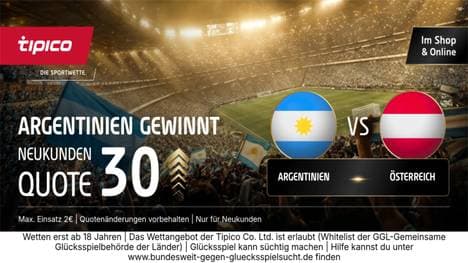 Quote 30,00 auf Argentinien Sieg gegen Österreich | WM 2026 Neukunden-Boost