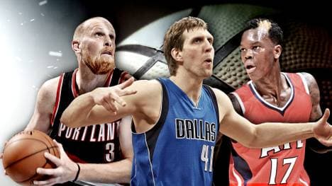 Dirk Nowitzki (M.), Dennis Schröder (r.) und Chris Kaman starten in den Playoffs