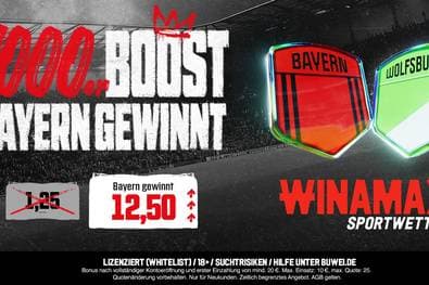 Winamax Quoten-Boost: 12,50 auf Bayern München vs. Wolfsburg am 11.01.