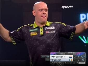Michael van Gerwen setzt sich bei der Darts-WM souverän durch und trifft jetzt auf den deutschen Shootingstar Arno Merk.