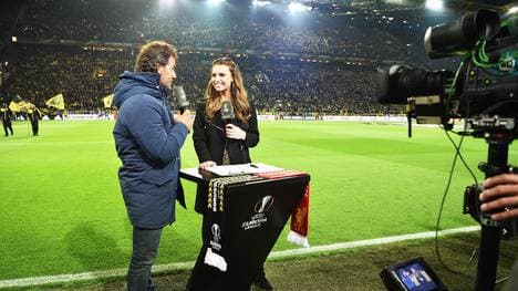 Laura Wontorra und Karl-Heinz-Riedle