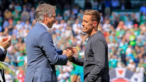 Max Kruse (r.) und Frank Baumann arbeiteten bei Werder Bremen zusammen