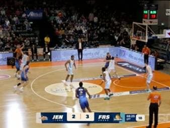 Die BBL-Highlights der Basketball-Partie Science City Jena - SKYLINERS Frankfurt im Video.
