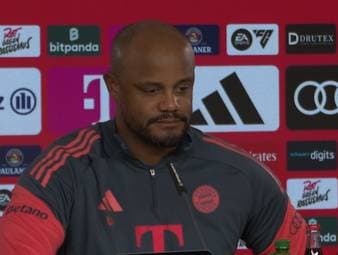 Der FC Bayern München kann am Sonntag gegen den VfB Stuttgart vorzeitig Meister werden. Doch mit dem Pokal-Halbfinale gegen Bayer Leverkusen stehen noch wichtige Spiele an. Vincent Kompany bleibt mit seiner Feierlaune geduldig.