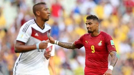 Kevin-Prince Boateng (r.) spielt bei der WM 2014 gegen seinen Halbbruder Jérôme