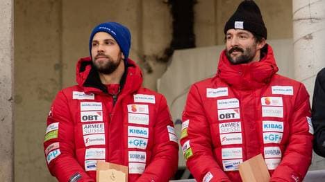 Sandro Michel (l.) holte bei der WM 2023 als Anschieber Bronze
