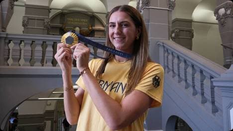 Marie Reichert gewann bei den Olympischen Spielen in Paris mit den 3x3-Basketballerinnen sensationell die Goldmedaille