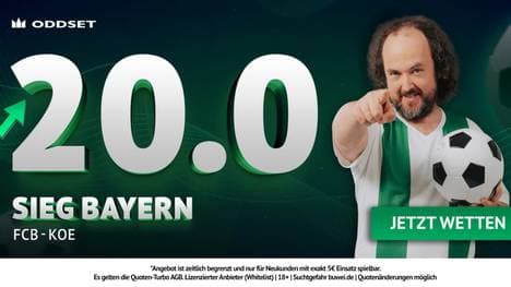 Bayern vs. Köln Quotenboost: Top 20,00 Quote bei ODDSET auf Bayern-Sieg