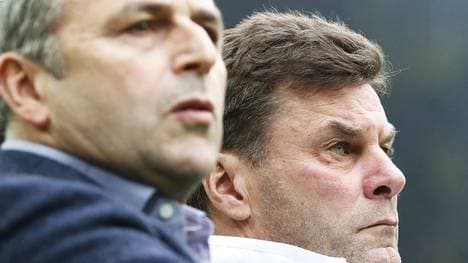 Geschäftsführer Sport Klaus Allofs und Trainer Dieter Hecking fliegen zunächst nicht mit dem VfL nach Südafrika