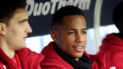 COLOGNE, GERMANY - MARCH 04: Dennis Aogo of Stuttgart sits on the bench during the Bundesliga match between 1. FC Koeln and VfB Stuttgart at RheinEnergieStadion on March 4, 2018 in Cologne, Germany. (Photo by Christof Koepsel/Bongarts/Getty Images)