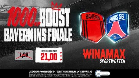 Winamax Quotenboost: Quote 21,00 für Bayern vs. PSG am 06.05.