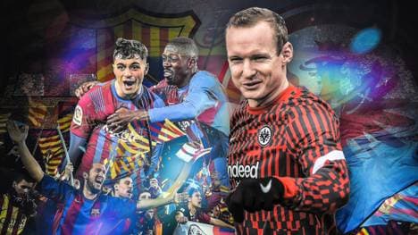 Sebastian Rode (r.) trifft mit Eintracht Frankfurt auf den FC Barcelona