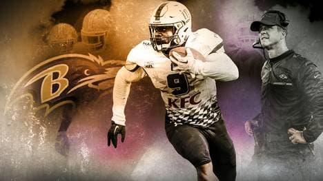 Christopher Ezeala greift bei den Baltimore Ravens an