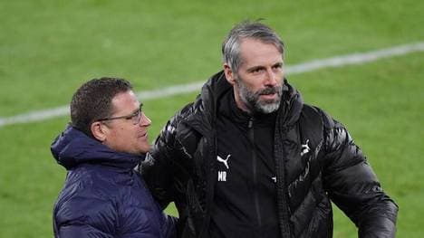 Max Eberl (l.) und Marco Rose (r.) arbeiten bald wieder zusammen