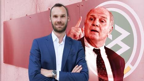 Tobias Haupt (l.), Leiter der DFB-Akademie, ist von Uli Hoeneß beeindruckt