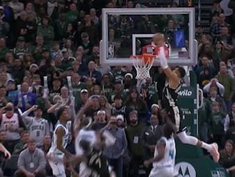 Giannis Antetokounmpo lieferte, als es darauf ankam, und sicherte den Milwaukee Bucks mit einem Alley-Oop den Sieg gegen die Hornets in der NBA.