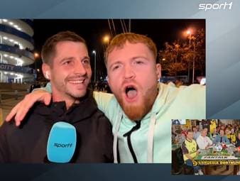 Ein Fan von Manchester City hat eine TV-Schalte zu Manfred Sedlbauer vor dem Etihad Stadium in den SPORT1 Fantalk gecrasht.