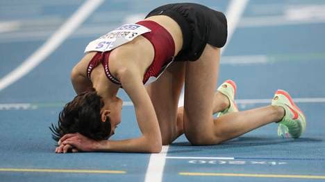 Sara Benfares bei den deutschen Leichtathletik-Hallenmeisterschaften im Februar 2022 in Leipzig