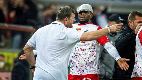 Steffen Baumert (L) redete sich nach dem Spiel des 1. FC Köln in Rage