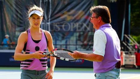 Eugenie Bouchard und Jimmy Connors beim gemeinsamen Training