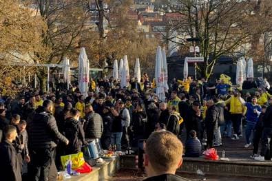 Maccabi-Fans feiern im  Stuttgarter Schlossgarten