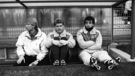Die Kölner Ersatzbank: Helmut Rahn, Hans Georg Dreßen und Frank "Otze" Ordenewitz